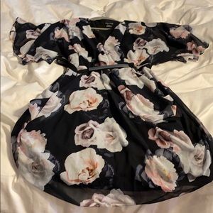 City Chic dress - black & floral